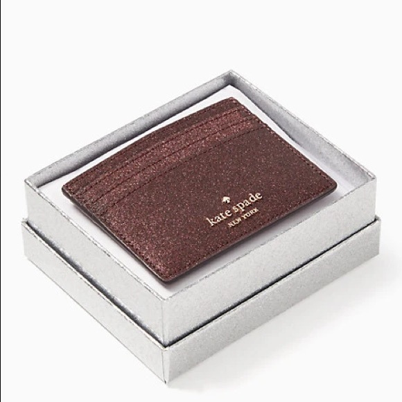 ♠️Kate Spade Shimmy Glitter Cardholder Card Holder Case Wallet Deep Nova Red NWT - Picture 7 of 7
